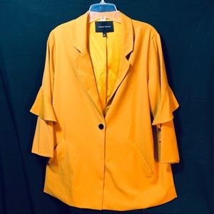 ModCloth Jealous Tomato Yellow Gold Ruffle Blazer